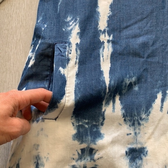 Joh Denim Tye Dye Dress tunic size Large pockets roll up sleeves lightweight - Picture 5 of 13